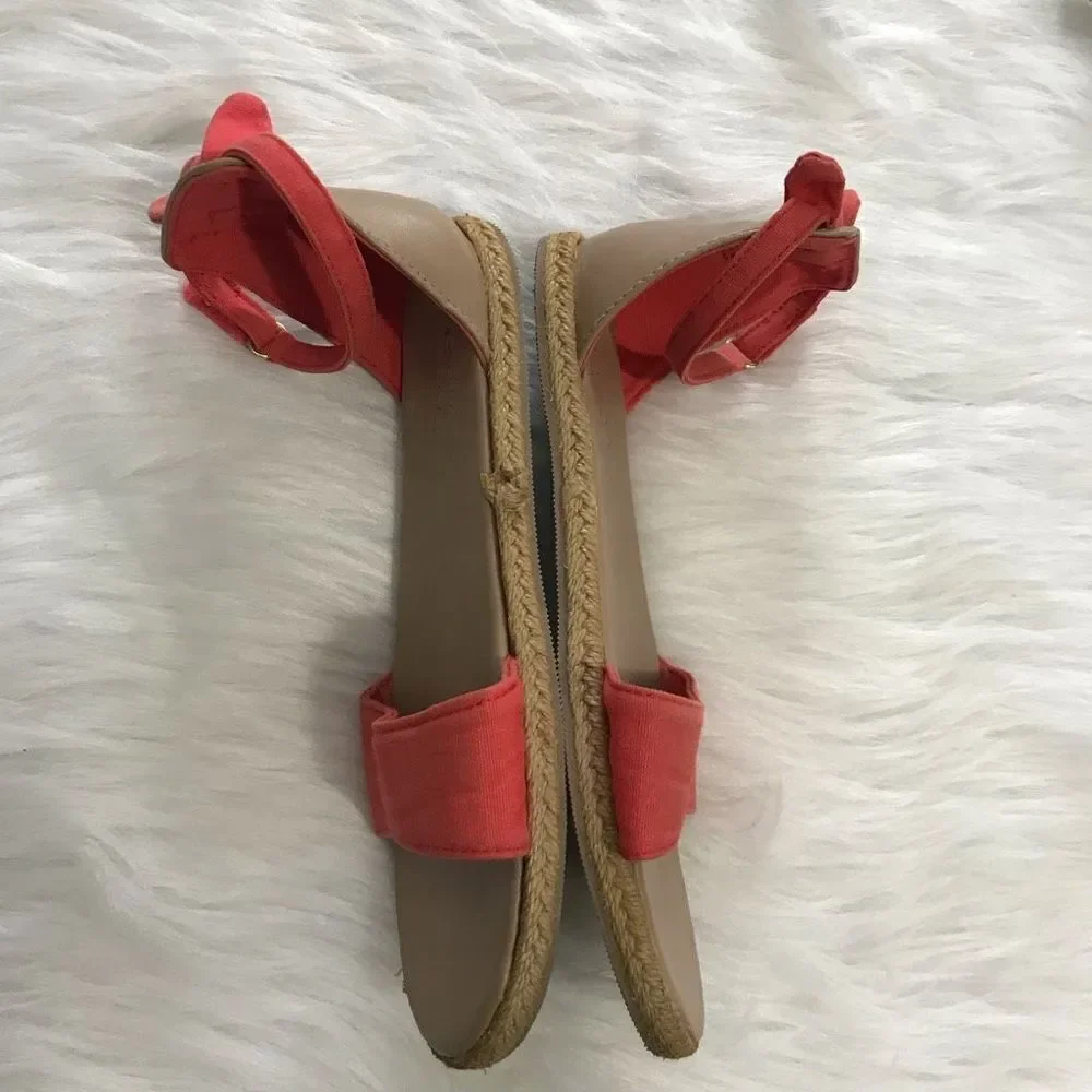 Girls Sandals Size 4 coral pink red open toe‎ dress shoes summer